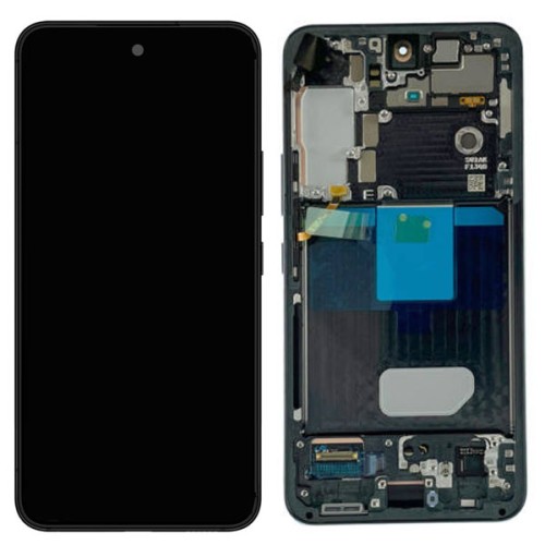 Kijelző Samsung Galaxy S22 5G (SM-S901) előlap + LCD kijelző + érintőpanel komplett kerettel fekete GH82-27520A / 27521A